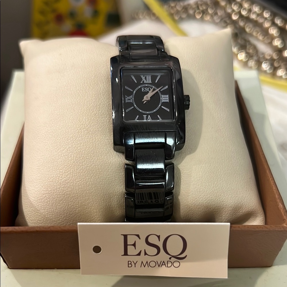 Movado Black Chronograph Watch with Ceramic Band